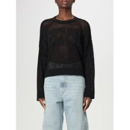 Moschino Maglia in misto cotone traforato con logo Nero Taglia S