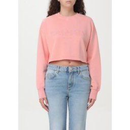 Balmain Felpa crop in cotone Rosa Taglia S