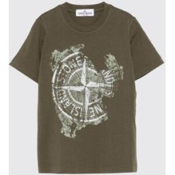 Stone Island T-shirt in cotone con logo Compass Militare Taglia 8