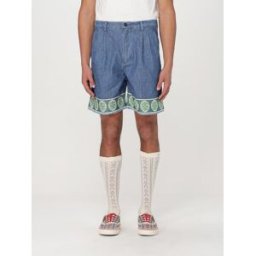 Valentino Pantaloncino in denim di cotone con ricami Blue Taglia 46