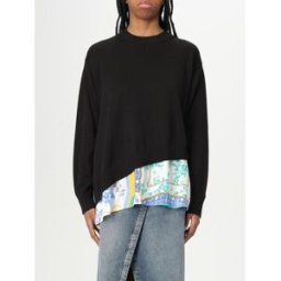 Moschino Pullover in cotone con inserti stampati Nero Taglia XS