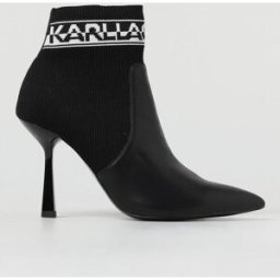 Lagerfeld Stivaletto in pelle e maglia stretch Nero Taglia 41