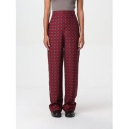 Moschino Pantalone in seta stampata Bordeaux Taglia 42