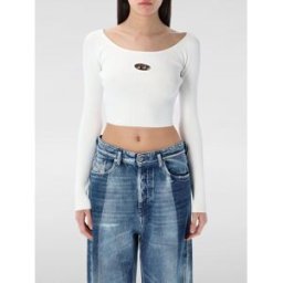 Diesel Top cropped in jersey Bianco Taglia L