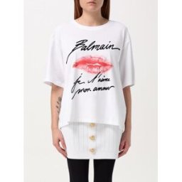 Balmain T-shirt in cotone con logo Bianco Taglia M