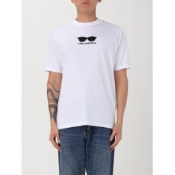 Lagerfeld T-shirt in cotone con logo ricamato Bianco Taglia L