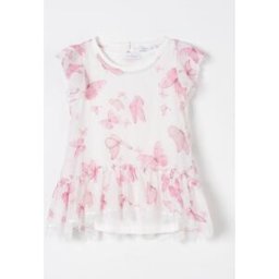 Monnalisa Top in georgette con stampa farfalle Panna Taglia S