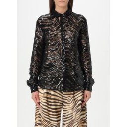 Just Cavalli Camicia in tessuto paillettato con stampa zebrata Nero Taglia 44