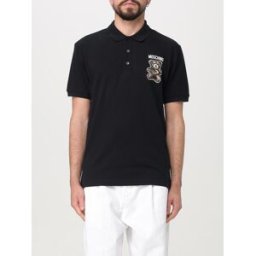 Moschino Polo in cotone con logo Nero Taglia 46