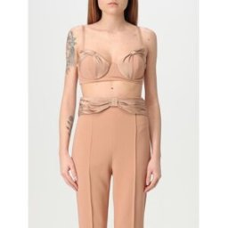 Elisabetta Franchi Top cropped in viscosa Nudo Taglia 44