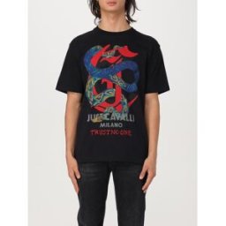 Just Cavalli T-shirt in cotone con stampa grafica Nero Taglia S