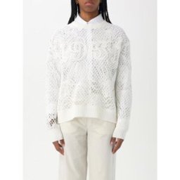 Max Mara Pullover in misto cotone traforato Bianco Taglia M