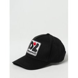 Dsquared2 Cappello junior in cotone con patch Nero Taglia 1