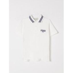 Fendi Polo in cotone con logo Bianco Taglia 8
