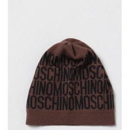 Moschino Cappello in misto cotone stretch con logo jacquard Marrone Taglia OS