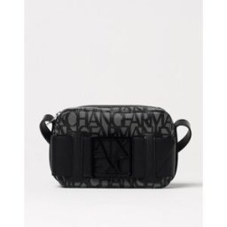 Armani Borsa in cotone spalmato con logo all over Nero Taglia OS