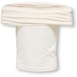 Only Top bianco in tessuto stretch con spalle scoperte e maxi fascia