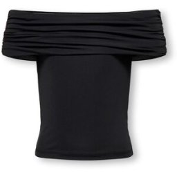 Only Top nero in tessuto stretch con spalle scoperte e maxi fascia