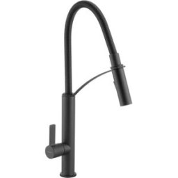 Deante MISCELATORE LAVELLO VELVET NERO BOCCA ALTA FLESSIBILE CARTUCCIA Ø 25 mm