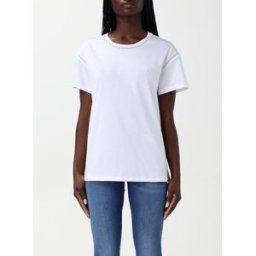 Liujo T-shirt in cotone con strass Bianco Taglia S