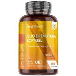 WeightWorld Capsule gel di olio di enotera 1300 mg 180 capsule molli con Omega 6 Efficace integratore per la menopausa