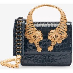 Roberto Cavalli Roar Bag Stampa Coccodrillo - Female Borse A Spalla Blu Scuro UNICA