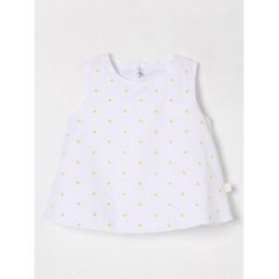 Il Gufo Top in cotone con ricami floreali Bianco Taglia 4