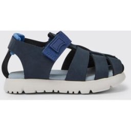 Camper Sandalo Oruga in pelle di vitello e tessuto Blue Taglia 21