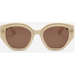 Roberto Cavalli Occhiali Dall'ampio Frontale Femminile Con Decorazione A Doppio Cerchio. - Female Occhiali Da Sole Shiny Full Cream UNICA