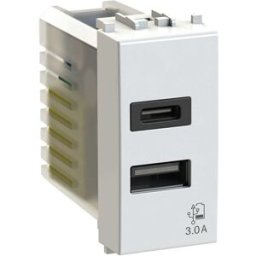 Tecnomat PRESA USB 4BOX 3A 2 INGRESSI A+C COMPATIBILE VIMAR PLANA 4B.V14.USB.30