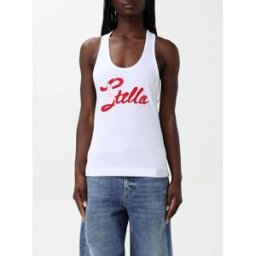 Stella McCartney Top in cotone con stampa logo Bianco Taglia M
