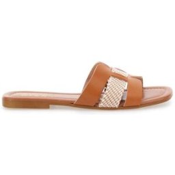 Ciabatte Flat Arancioni Con Tomaia in Pelle Made in Italy Prima Riga 201 37