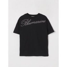 Blumarine T-shirt in cotone con logo di strass Nero Taglia 12