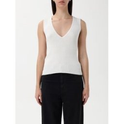 Pinko Top in maglia di cotone e seta Bianco Taglia L