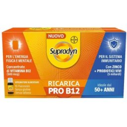 Supradyn ricarica pro b12 - integratore di vitamina b12, probiotici, vitamina b3 e zinco - 10 flaconcini