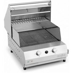 Barbecue a gas Fry Top 500 High 2 fuochi da incasso e appoggio Pianeta Grill, con griglie a tondino