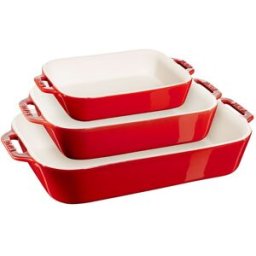 Set di pirofile rettangolari in ceramica Staub, rosso ciliegia, 3 pezzi