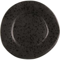 Piatto frutta nero puntinato in porcellana Le Coq Aetna, diam. 23cm, 6 pezzi
