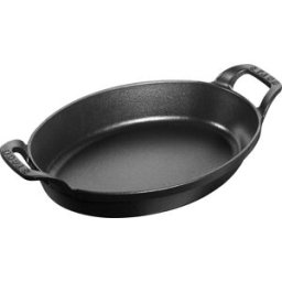 Rostiera ovale in ghisa per induzione colore nero con maniglie di Staub, diam.21cm