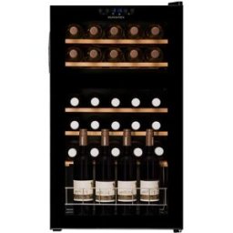 Dunavox Cantinetta 2 temperature posizionamento libero - porta vetrata nera e maniglia a tasca, Classe G, 30 bottiglie - DXFH-30.80