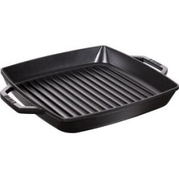 Griglia quadrata in ghisa per induzione colore nero con maniglie di Staub, diam.23cm