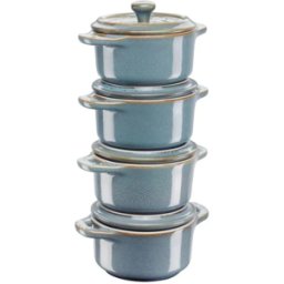 Set di mini Cocotte in ceramica turchese antico Staub, diam. 10cm, 4 pezzi