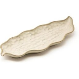 Vassoio foglia stretto beige in porcellana Le Coq Kypseli, cm 34,5x13