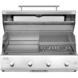 Barbecue a gas Fry Top 750 4 fuochi da incasso e appoggio Pianeta Grill, con metà griglia tondino metà teppanyaki