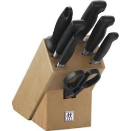 Ceppo di coltelli in legno naturale 7 pezzi serie Four star di Zwilling
