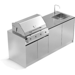 Cucina da esterno Via Nolfi 526 a parete, con barbecue Fry Top 750, OF outdoorkitchens