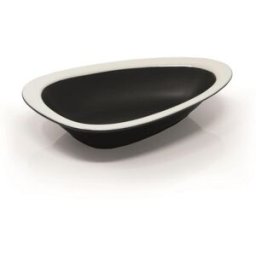 Vassoio angolare fondo nero con fascia bianca in porcellana Le Coq Persephone, cm 18,5x12,5