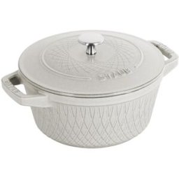 Staub Cocotte twister tartufo bianco in ghisa per induzione con manici e coperchio, diam. 24 cm