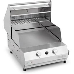 Barbecue a gas Fry Top 500 High 2 fuochi da incasso e appoggio Pianeta Grill, con piastra teppanyaki