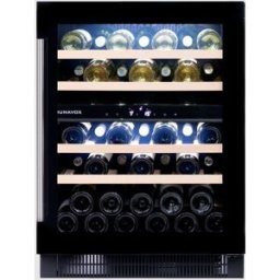 Dunavox Cantina 2 temperature porta 'full glass' nera, 2 maniglie - LED TriColor - classe F, 39 bottiglie - DAUF-39.121DB